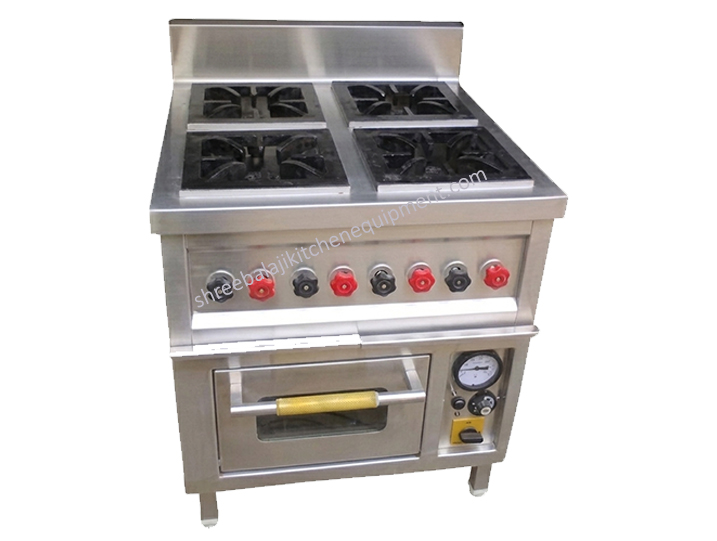 Commercial Gas Range with Griddle and Open Burner