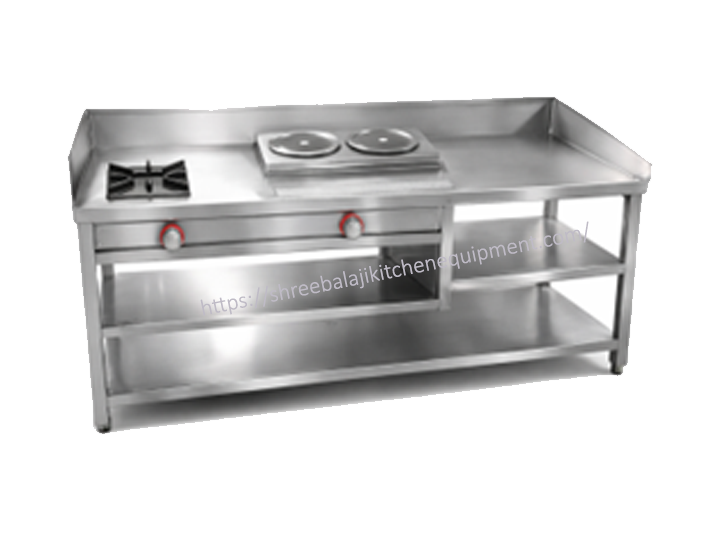 Commercial Gas Range with Griddle and Open Burner