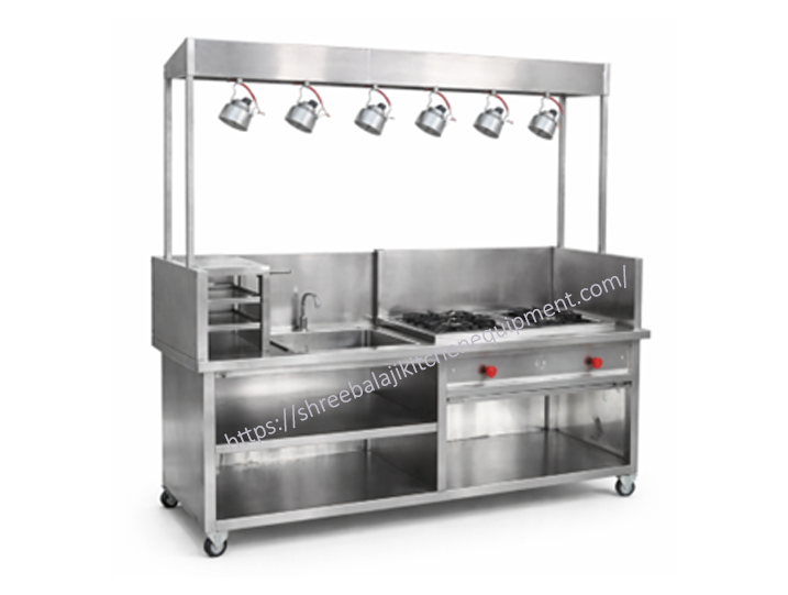 Commercial Gas Range with Griddle and Open Burner