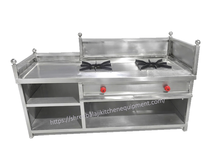 Commercial Gas Range with Griddle and Open Burner