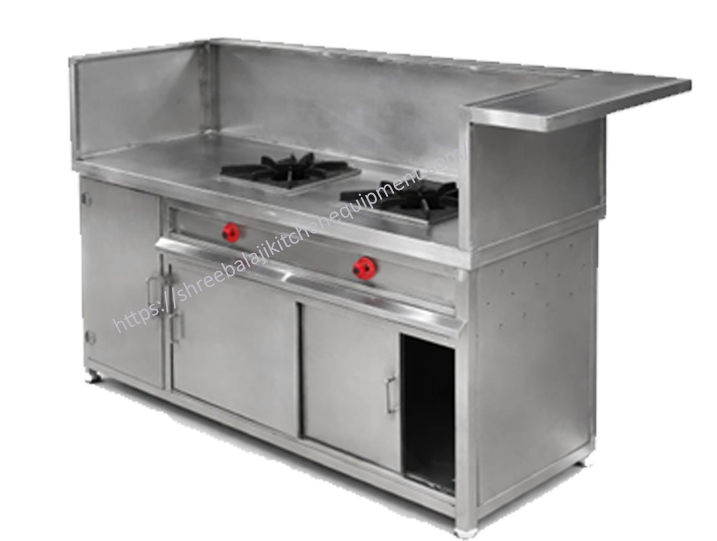 Commercial Gas Range with Griddle and Open Burner